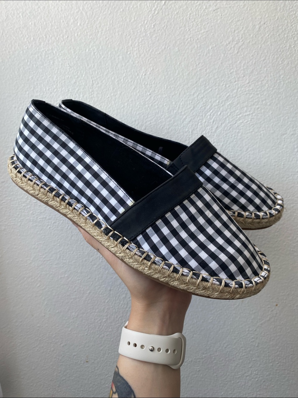 St. John's Bay Black and White Gingham Espadrille Flats